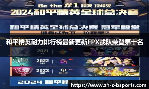 和平精英耐力排行榜最新更新FPX战队荣登第十名